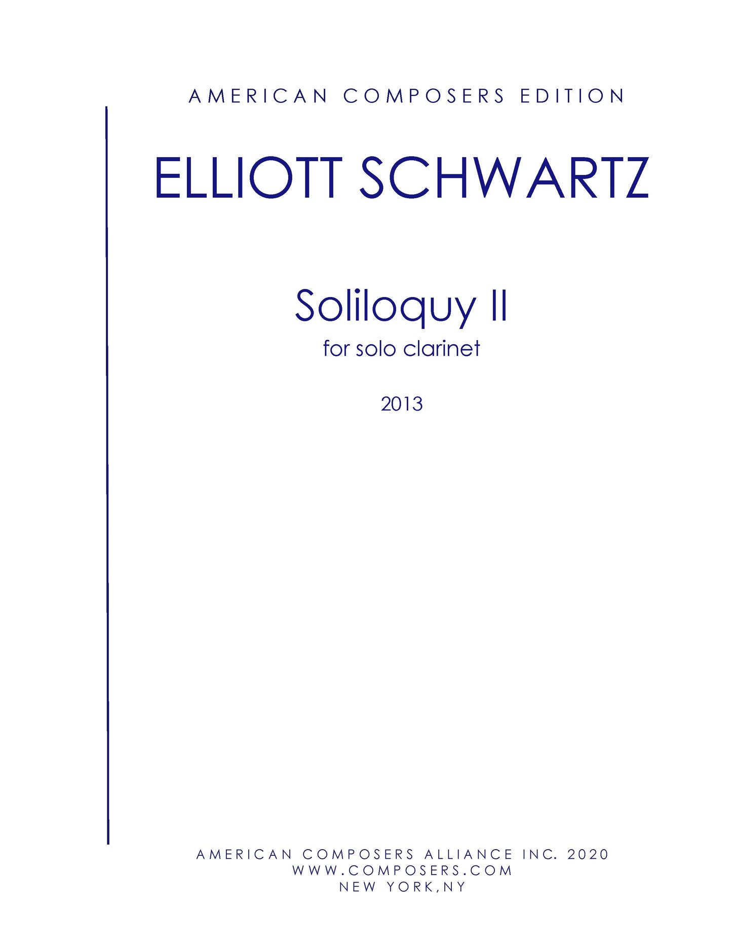 SOLILOQUY II FOR SOLO CLARINET