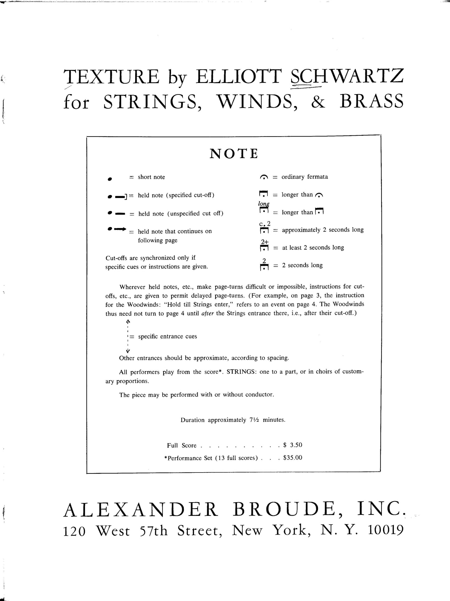 TEXTURE for strings, winds, and brass