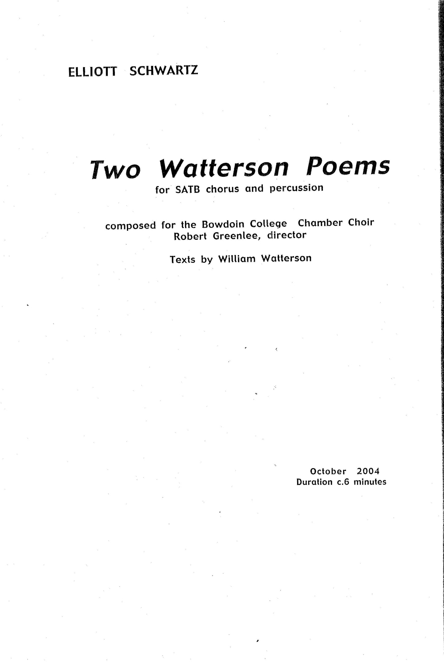 TWO WATTERSON POEMS