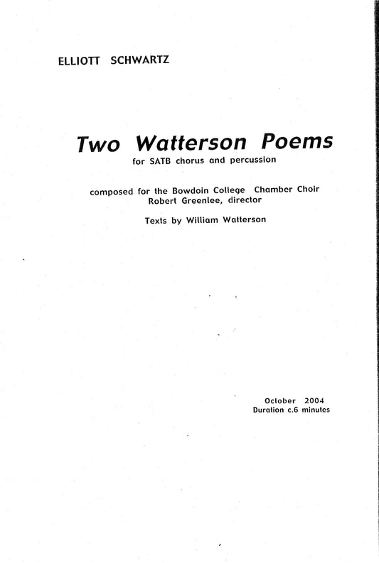 TWO WATTERSON POEMS