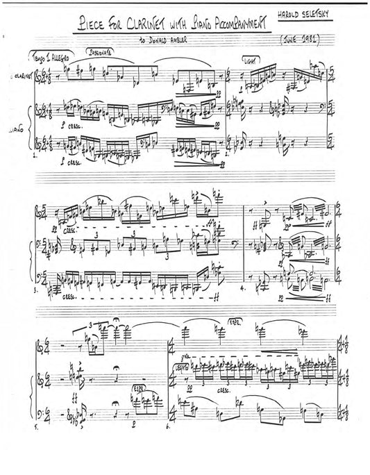 PIECE FOR CLARINET AND PIANO