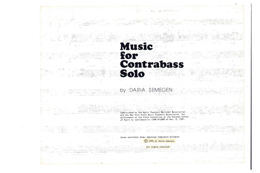 MUSIC FOR CONTRABASS SOLO