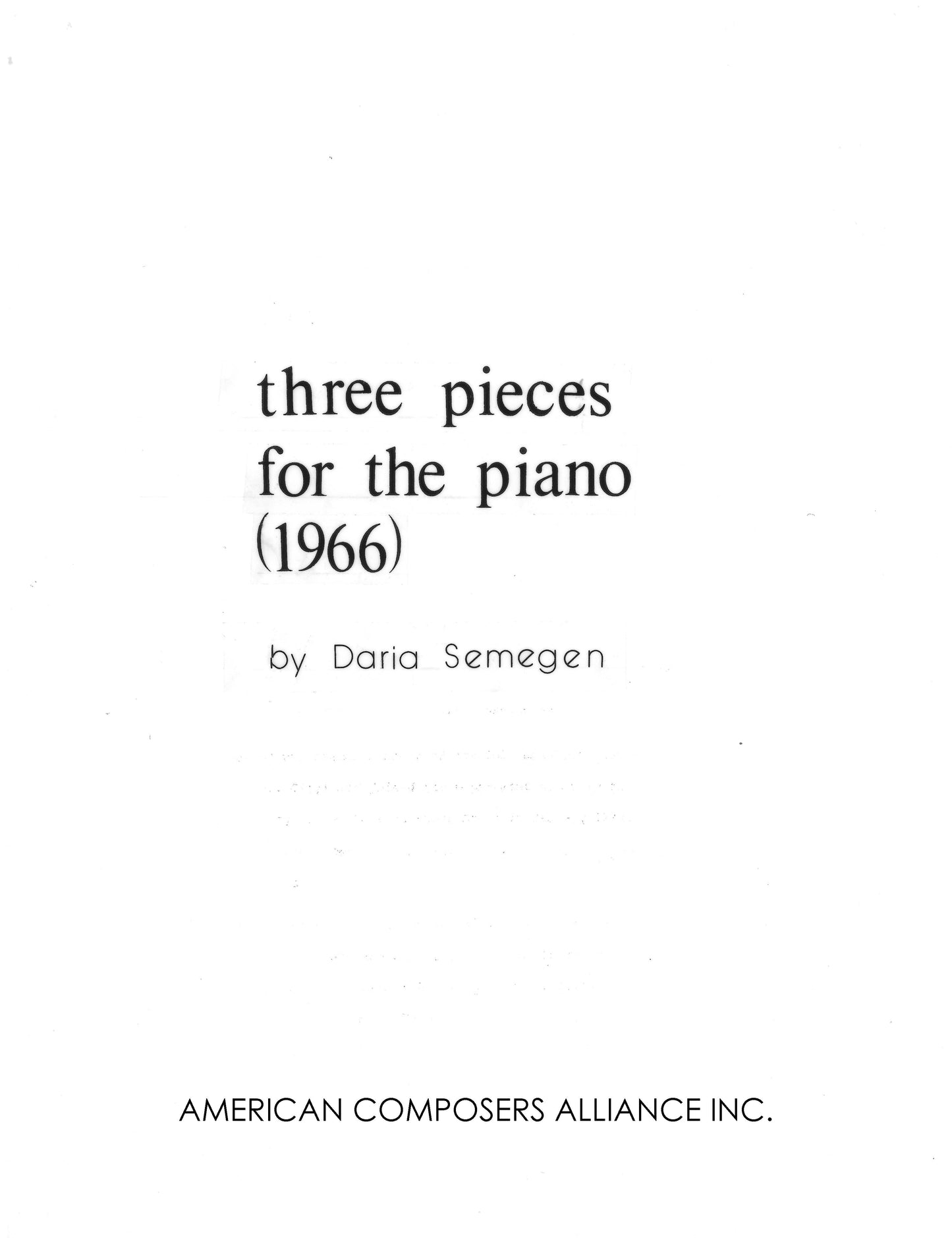 THREE PIECES FOR PIANO