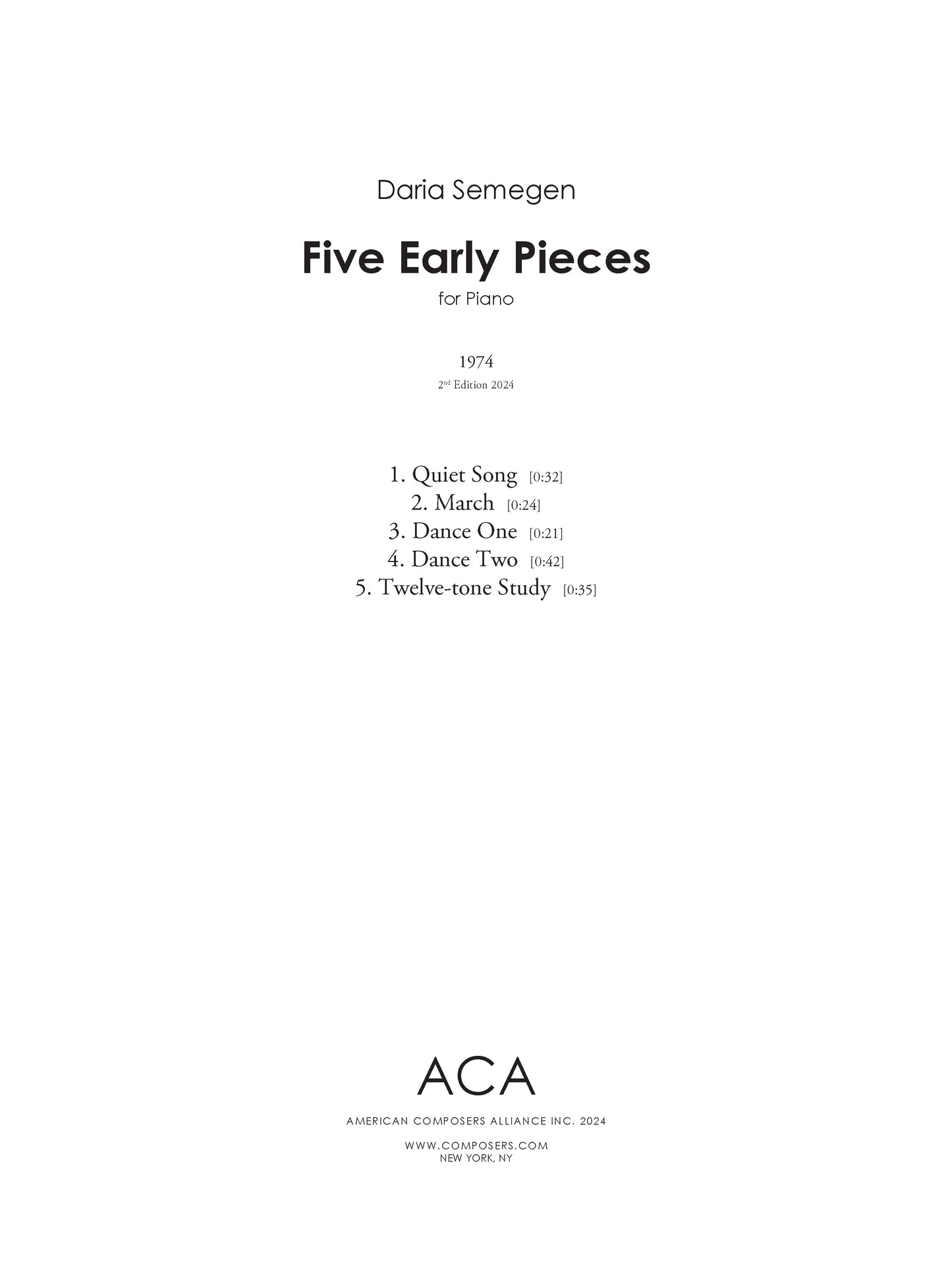 Five Early Pieces