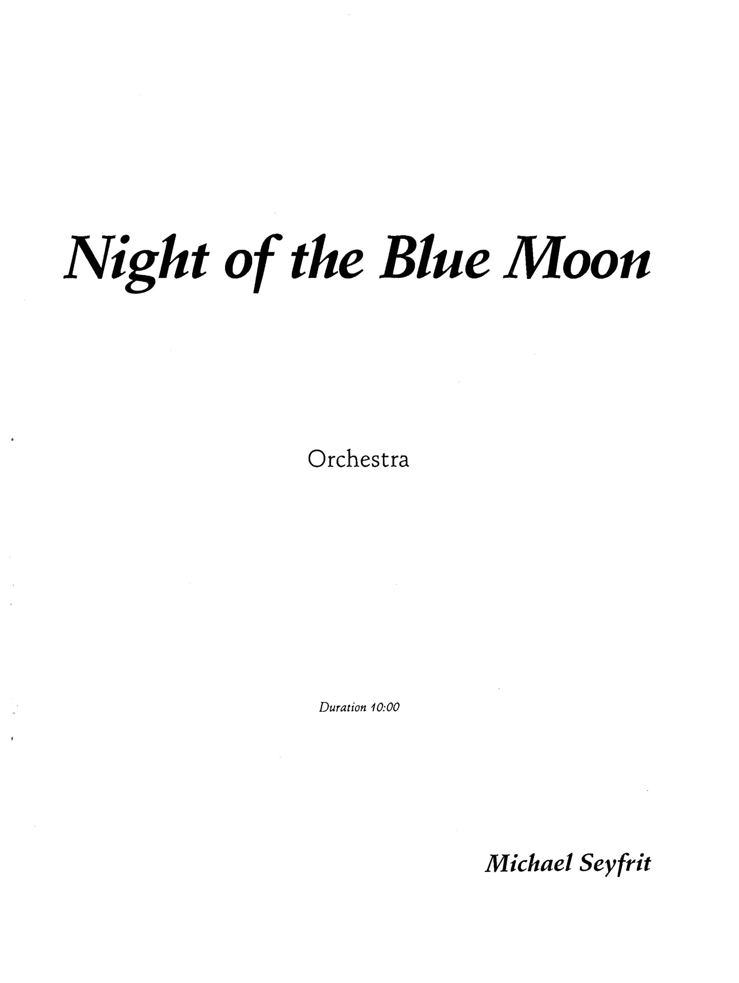 NIGHT OF THE BLUE MOON