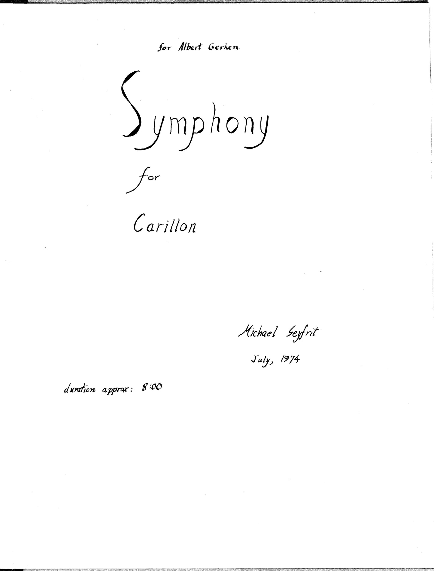 SYMPHONY FOR CARILLON SOLO