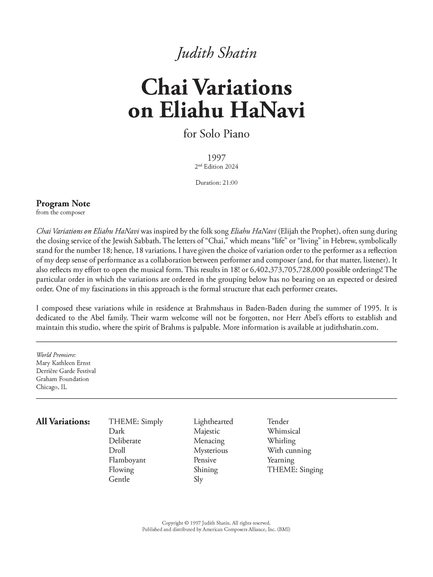 Chai Variations