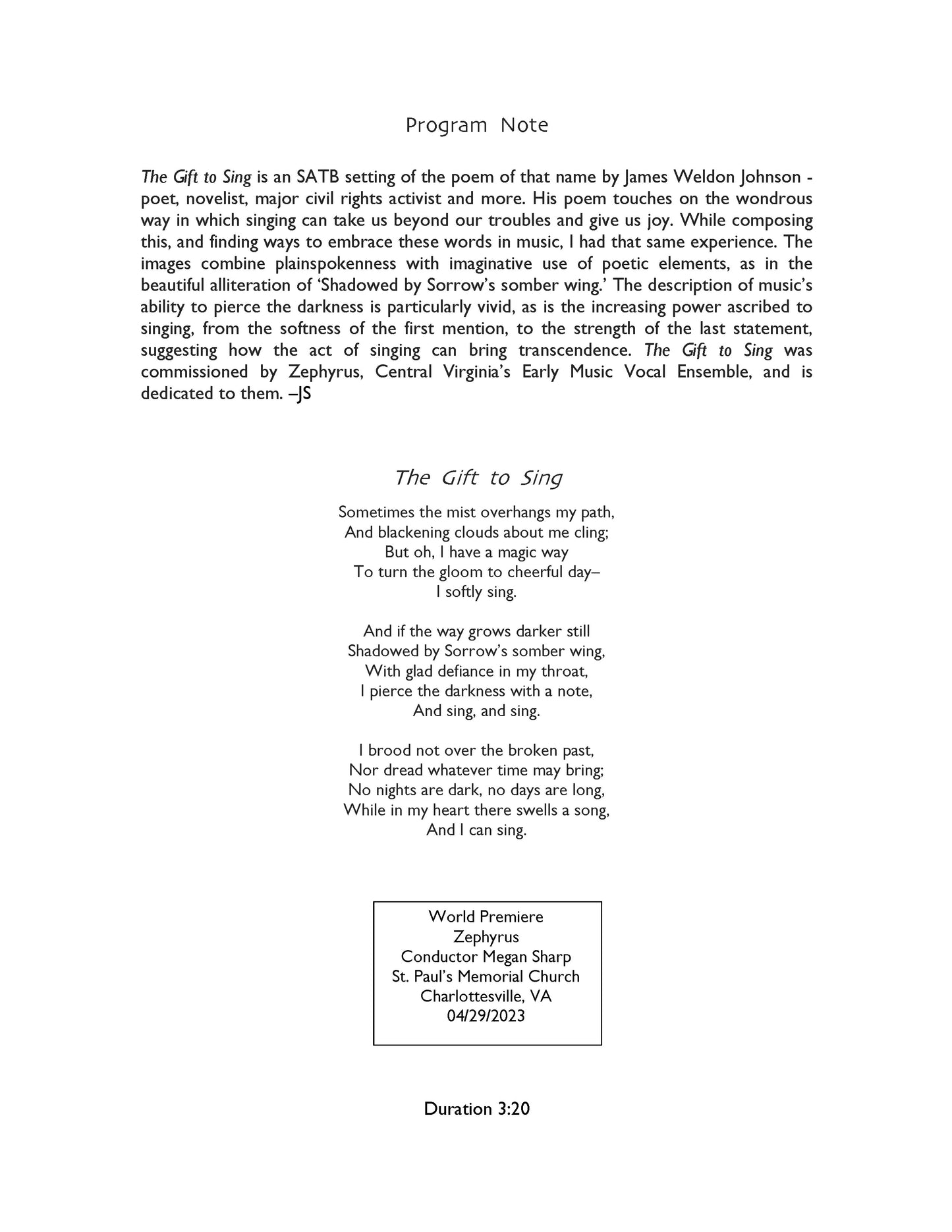 The Gift to Sing