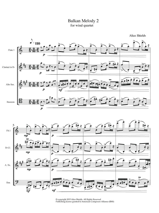 Balkan Melody 2 for wind quartet