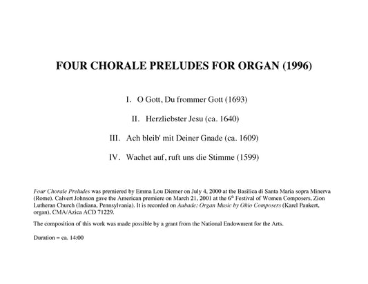 FOUR CHORALE PRELUDES