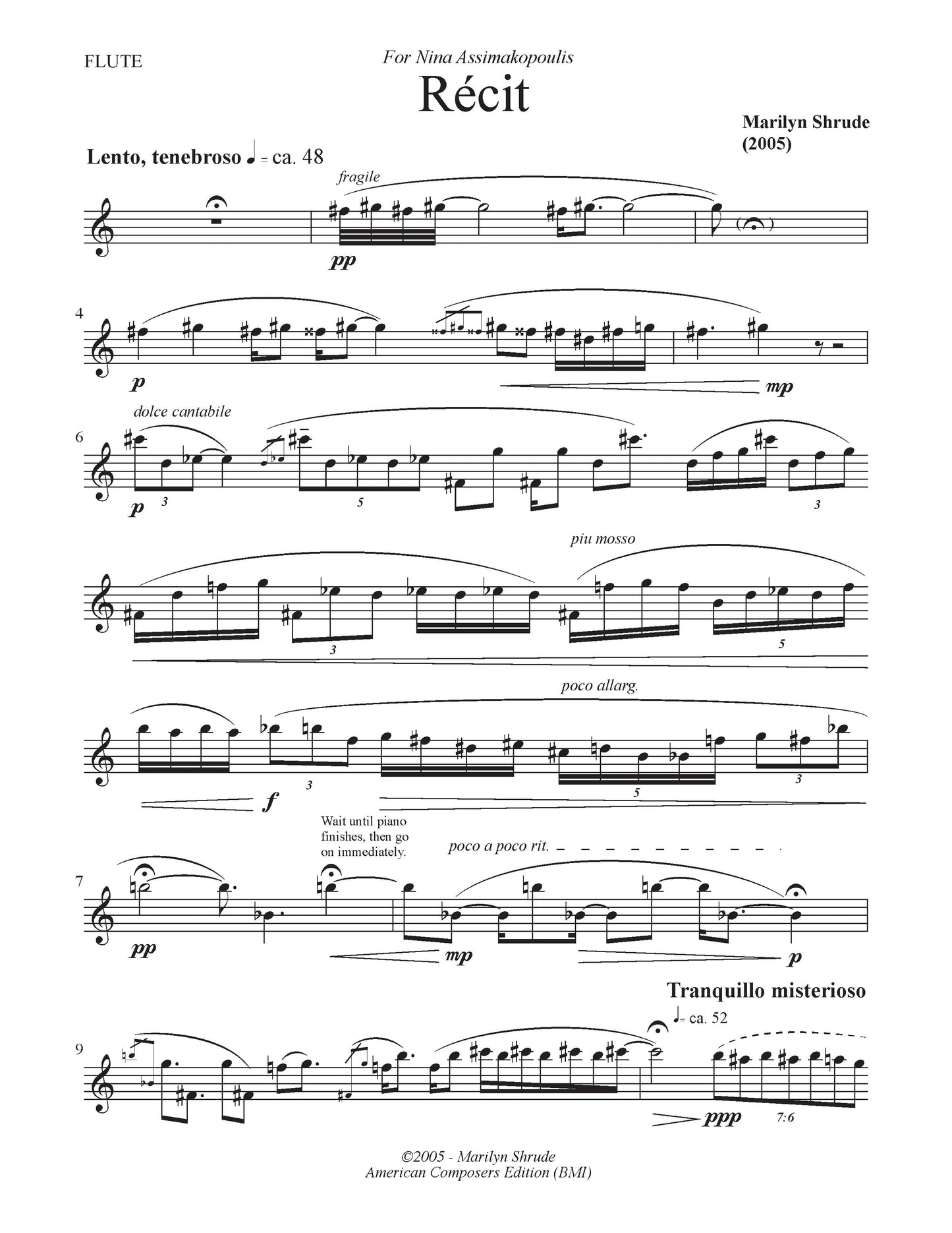 Recit for Flute and Piano