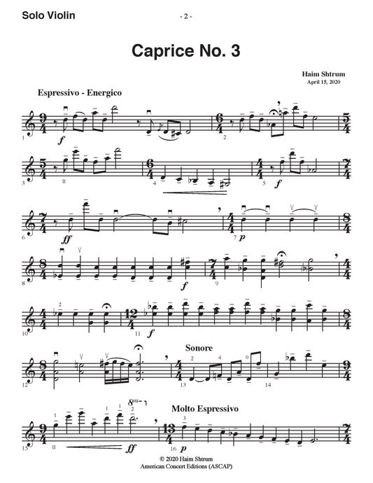 Caprice No. 3 for Solo Violin