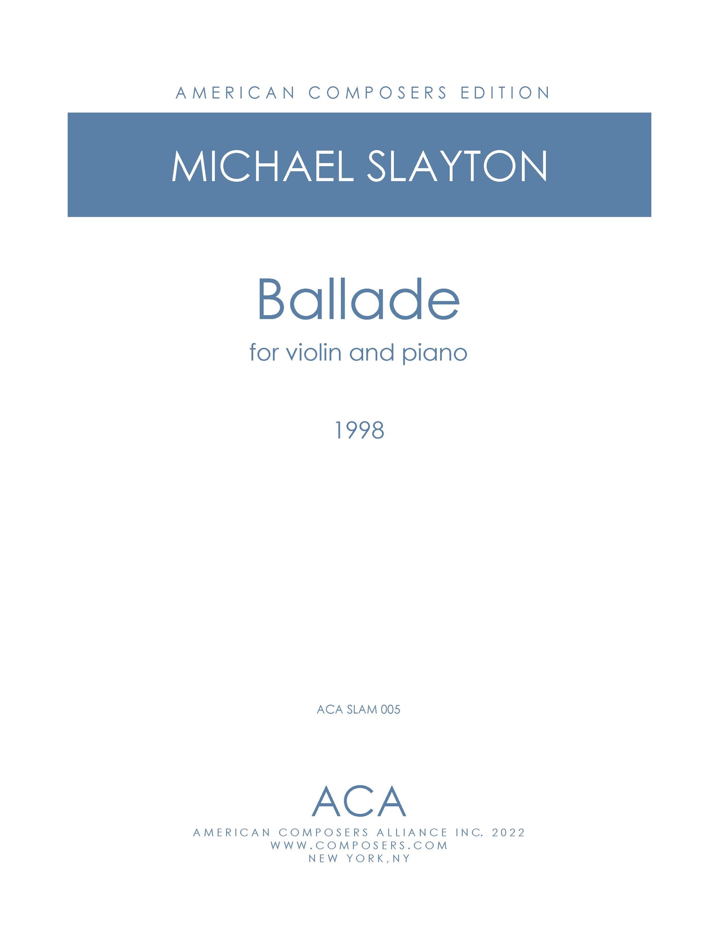 BALLADE for violin and piano