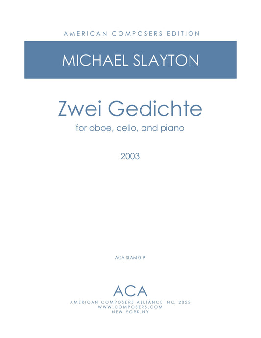 ZWEI GEDICHTE Oboe, Violoncello, und Klavier