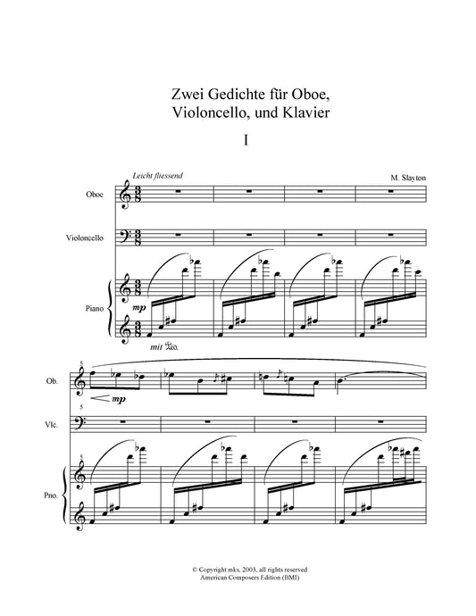 ZWEI GEDICHTE Oboe, Violoncello, und Klavier