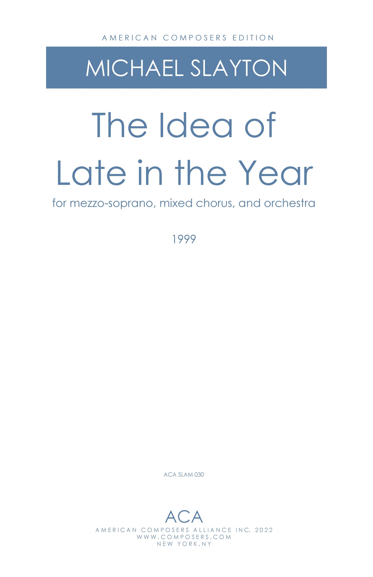 IDEA OF LATE IN YEAR