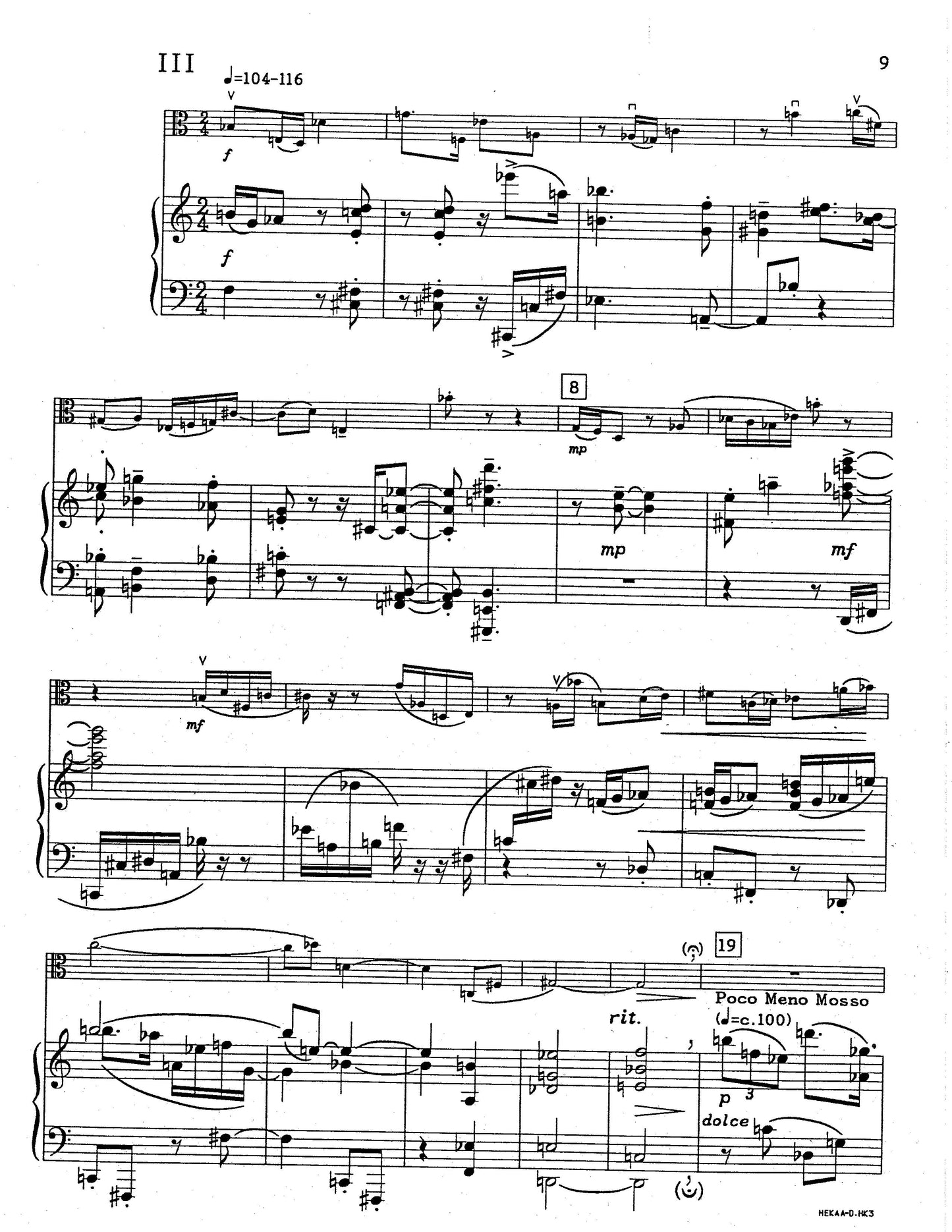 Sonata for Viola (or Heckelphone) and Piano