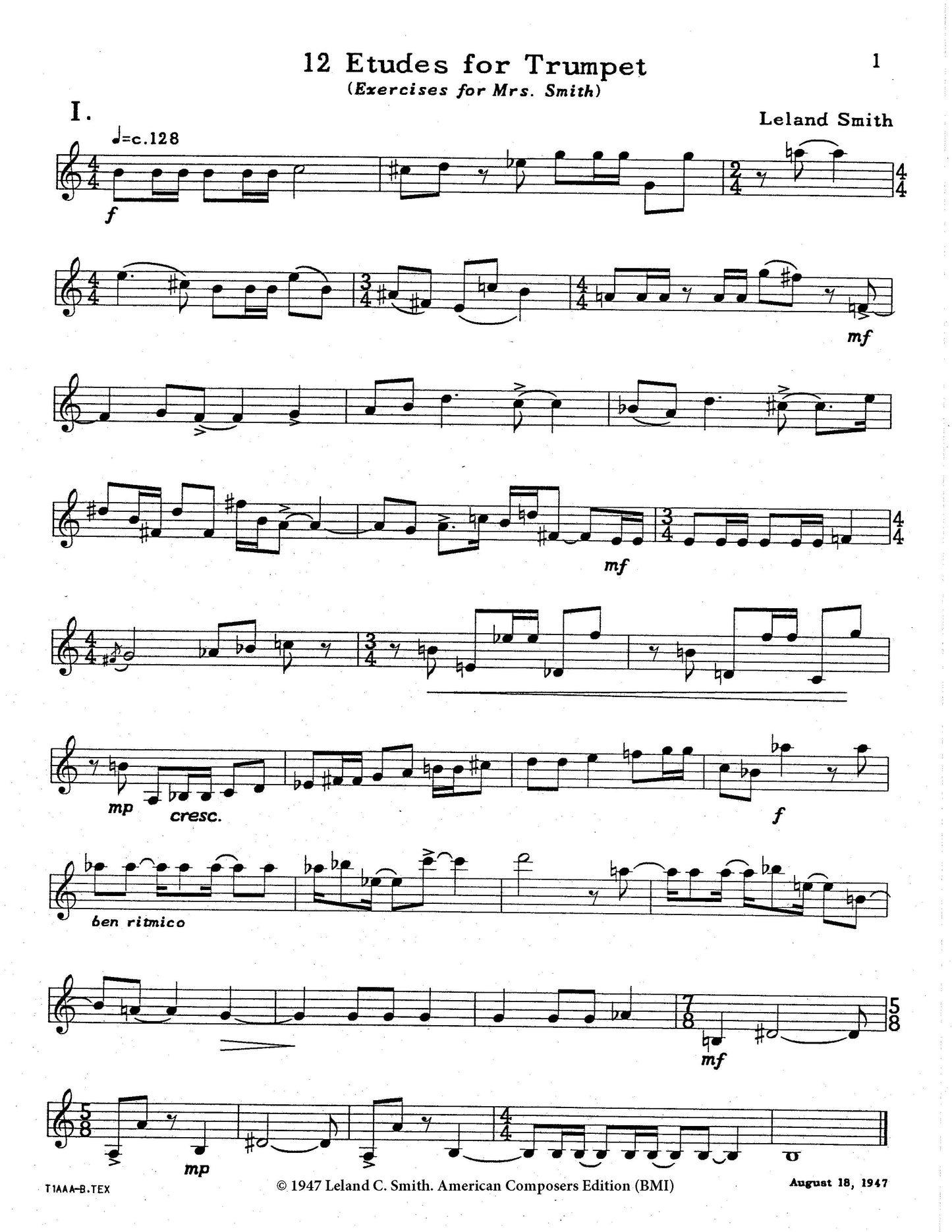 Twelve Etudes for Trumpet