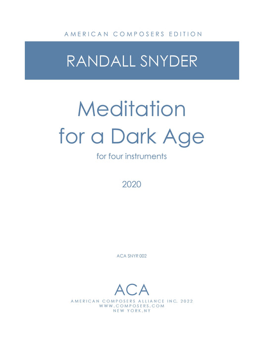 Meditation for a Dark age