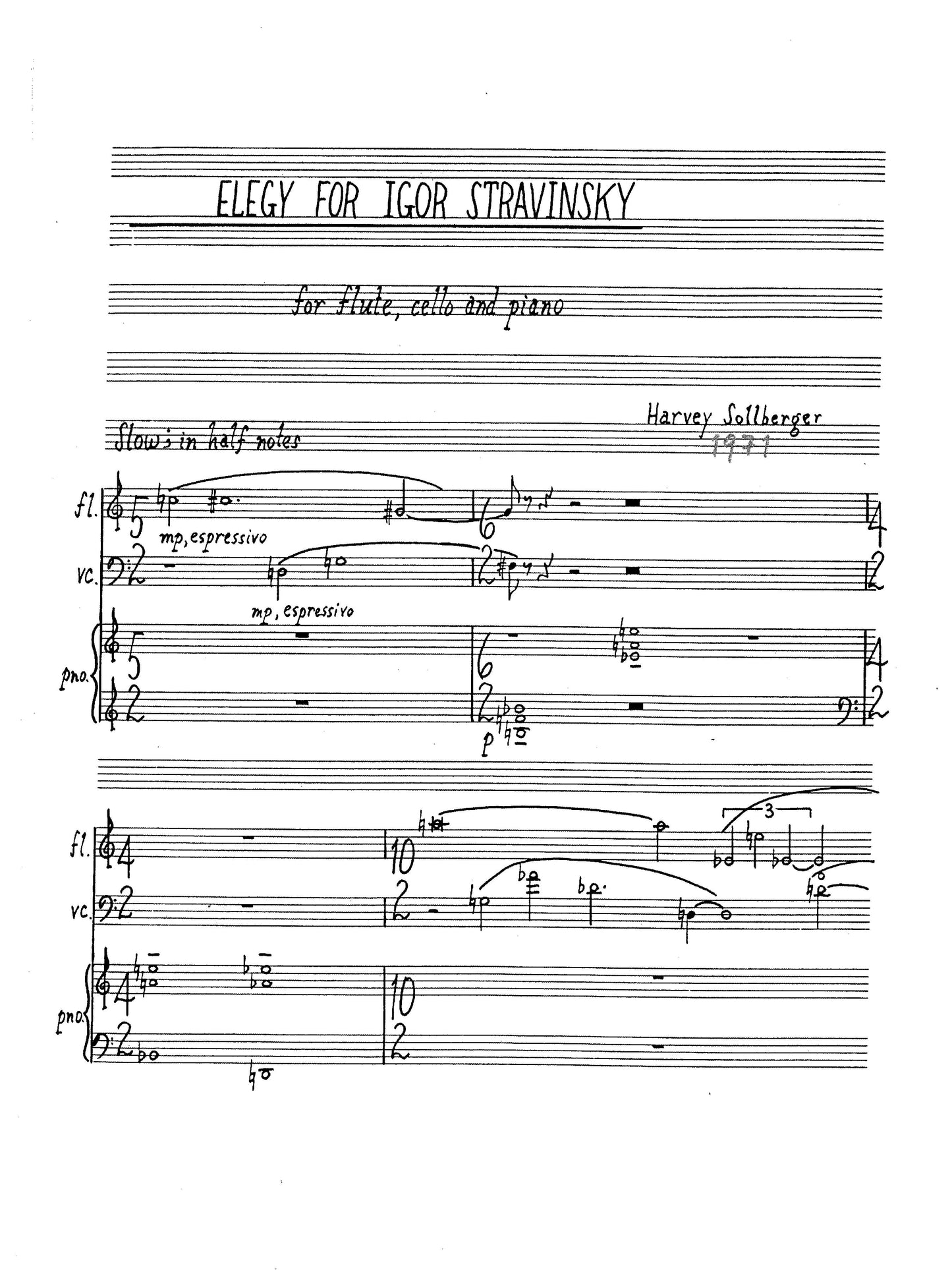 ELEGY FOR IGOR STRAVINSKY