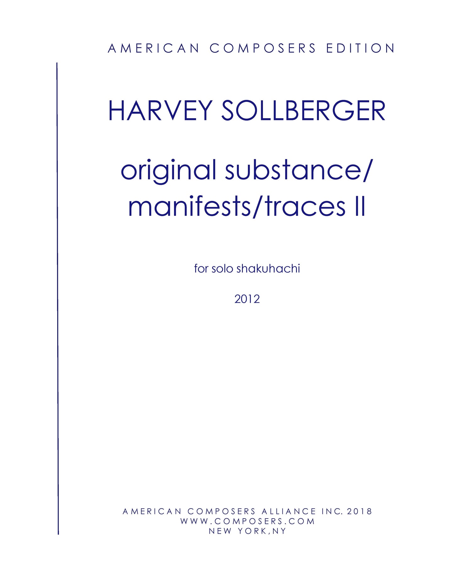 ORIGINAL SUBSTANCE/MANIFESTS/TRACES II