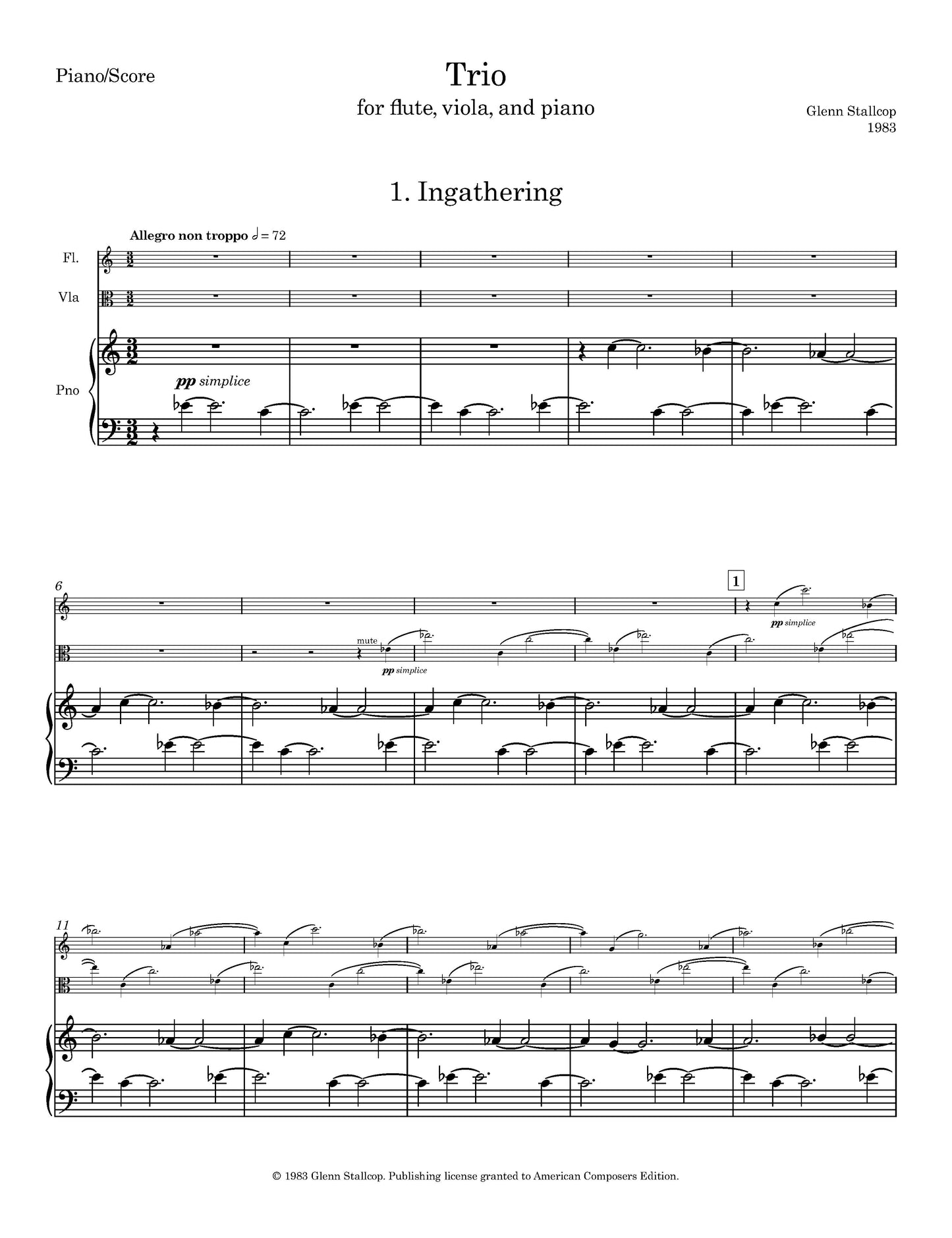 TRIO FOR FLUTE, VIOLA, AND PIANO