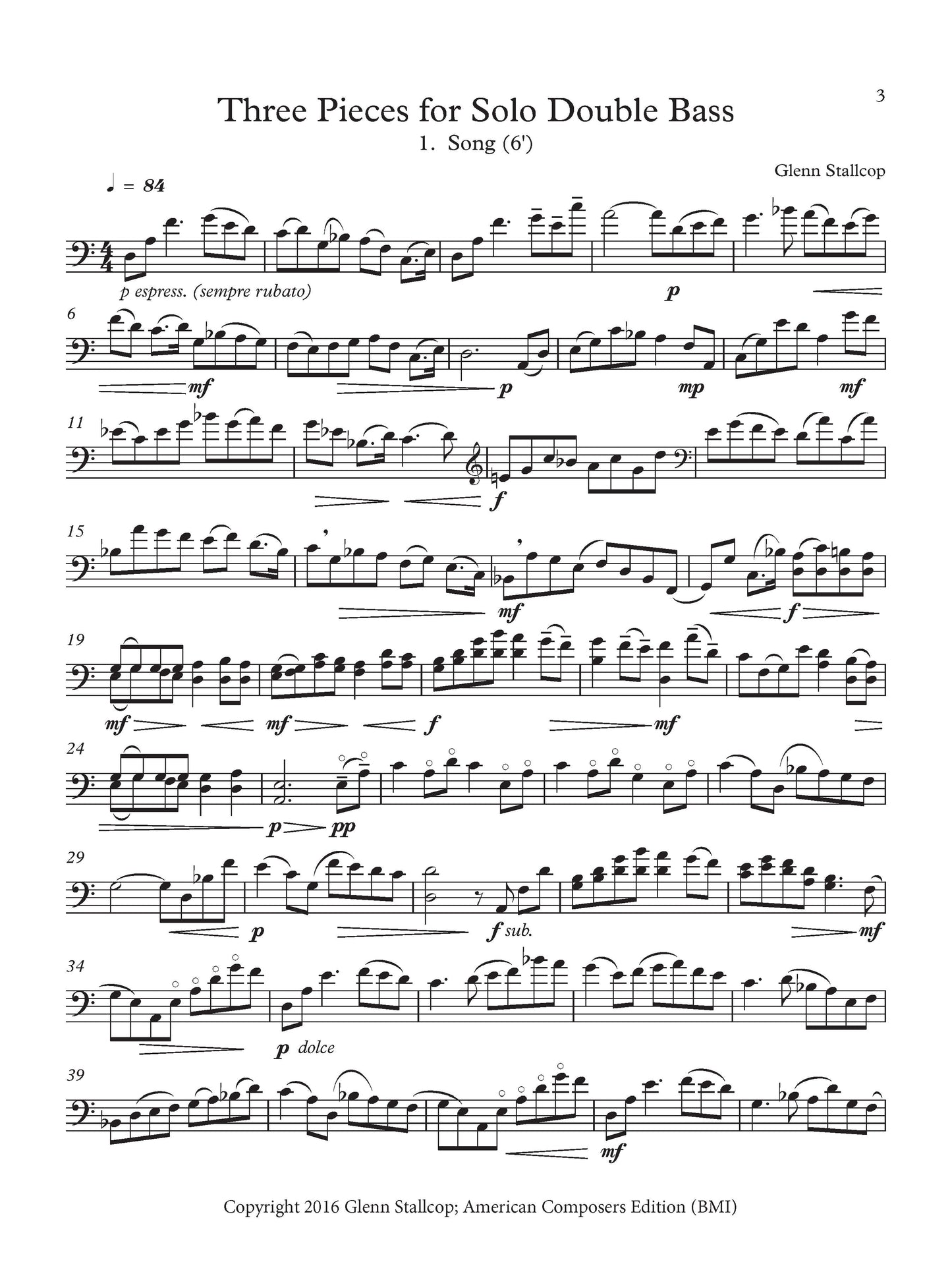 THREE PIECES FOR SOLO DOUBLE BASS