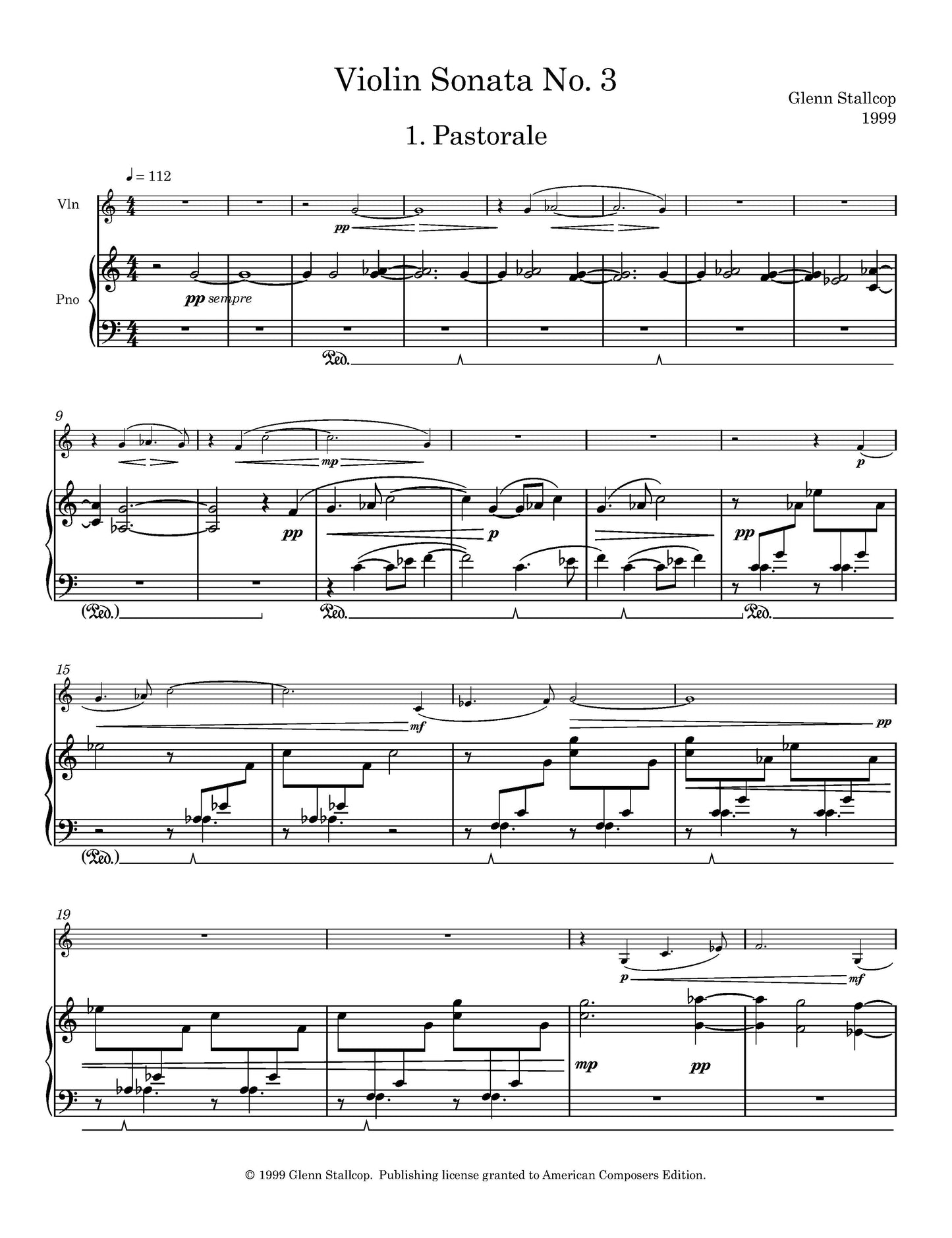 SONATA NO. 3 FOR VIOLIN & PIANO