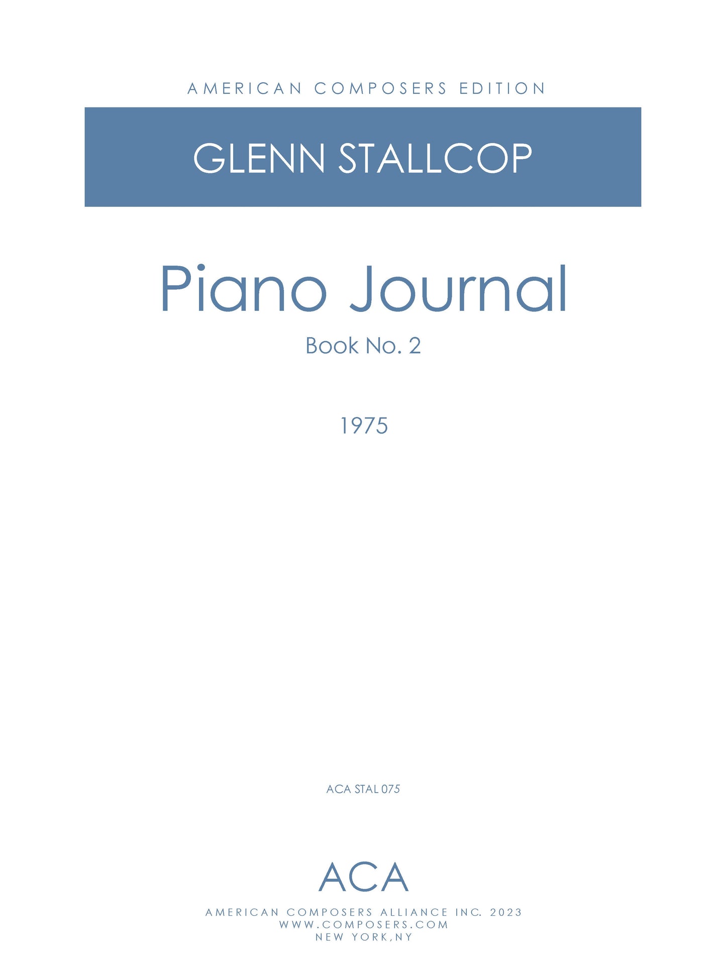 PIano Journal, Book No. 2