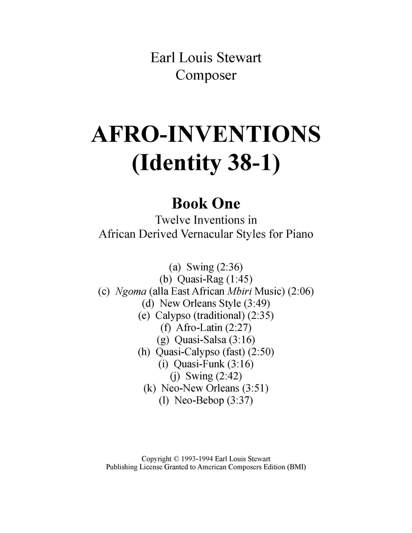 Afro-Inventions for Piano: Book 1