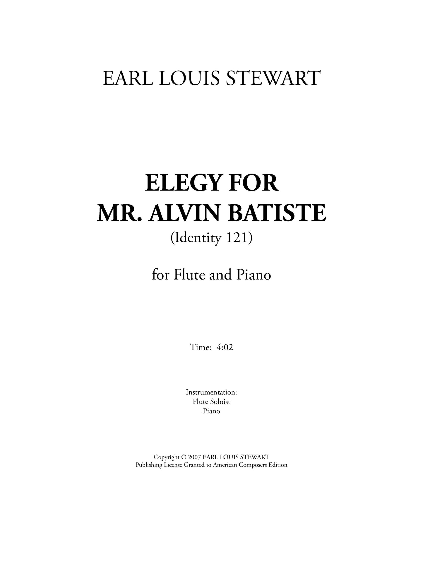 ELEGY FOR MR. ALVIN BATISTE