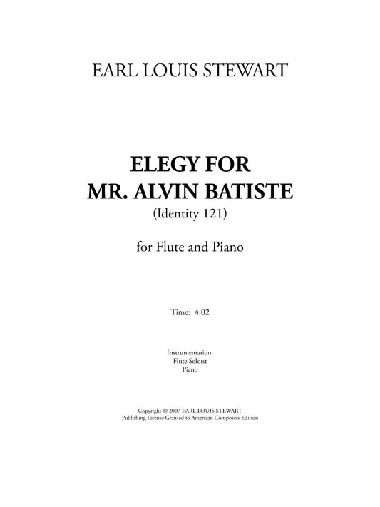 ELEGY FOR MR. ALVIN BATISTE