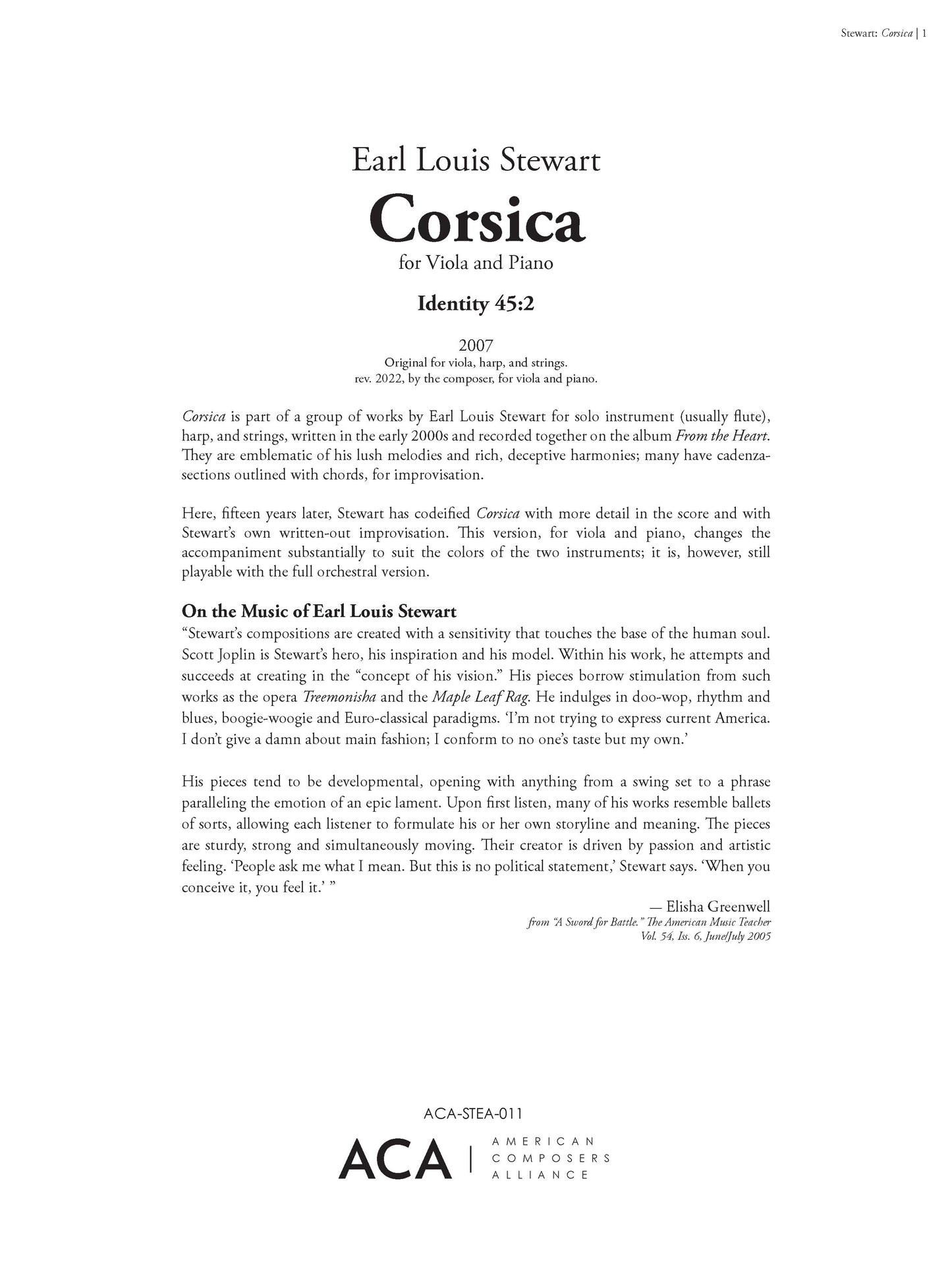 Corsica (for Viola and Piano)