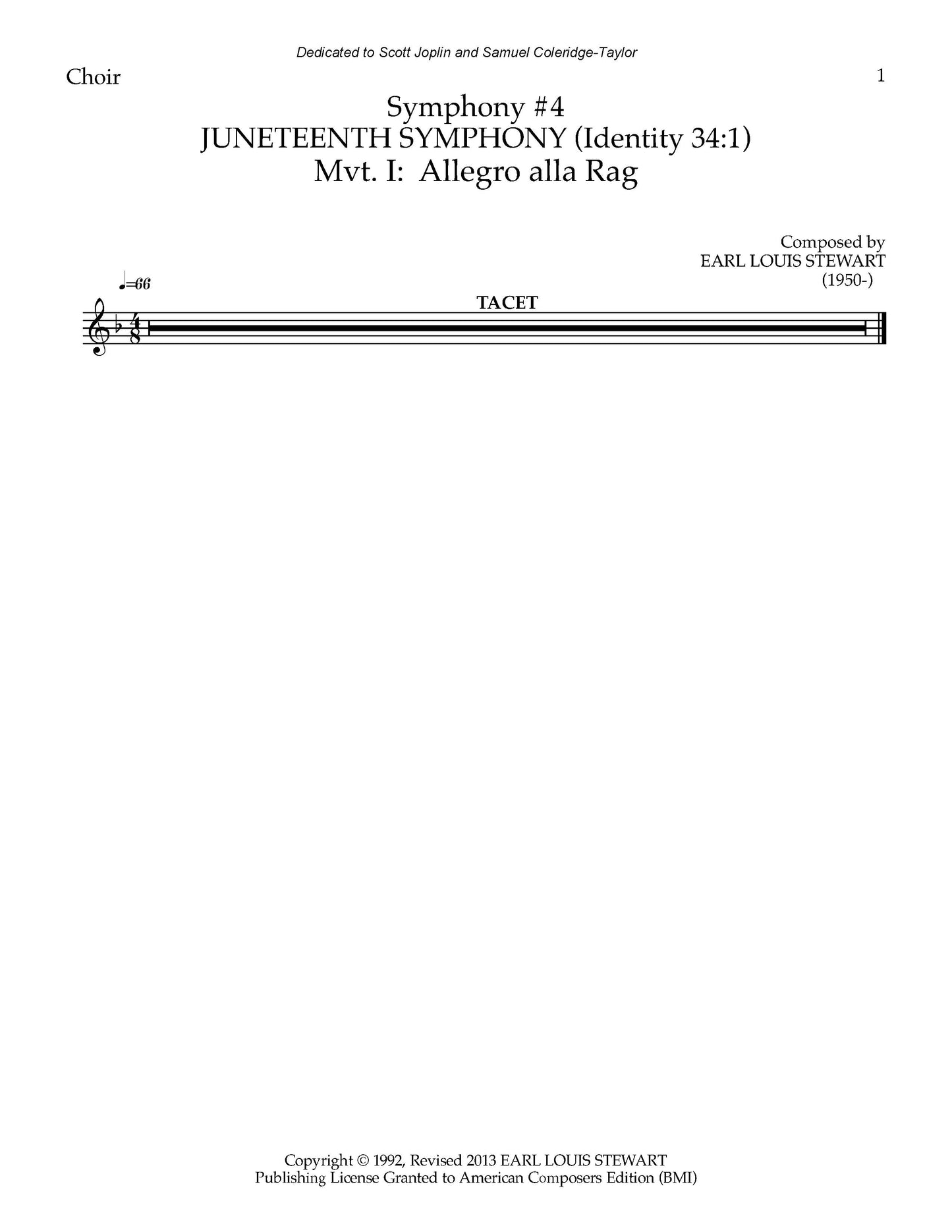 Symphony No. 4: "Juneteenth" choral score