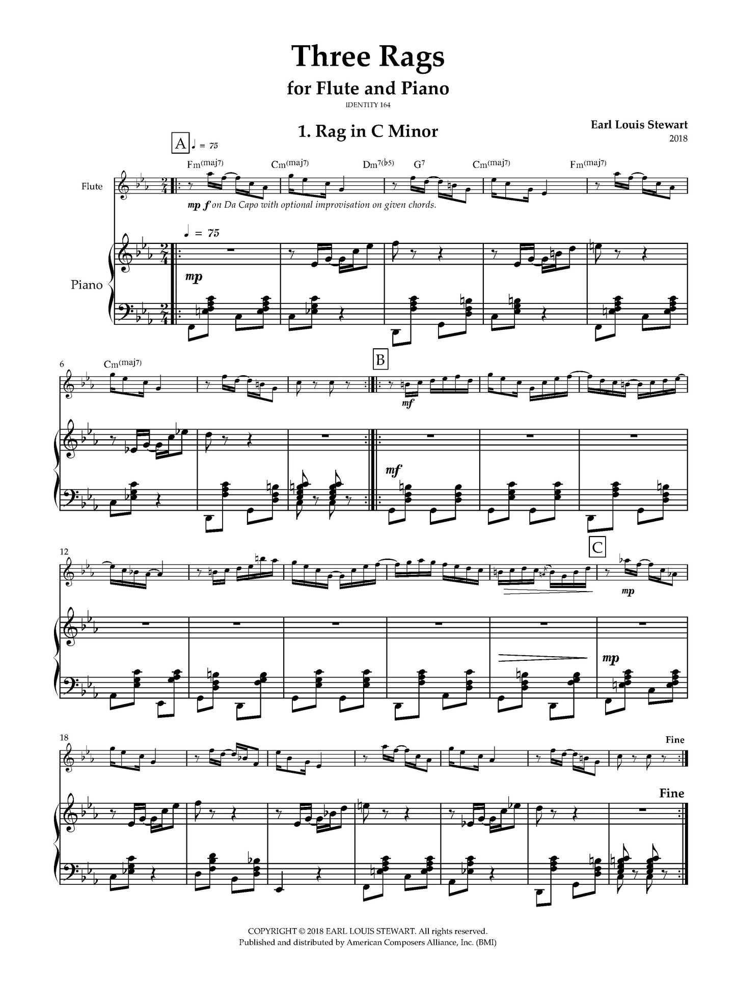 Three Rags for Flute and Piano