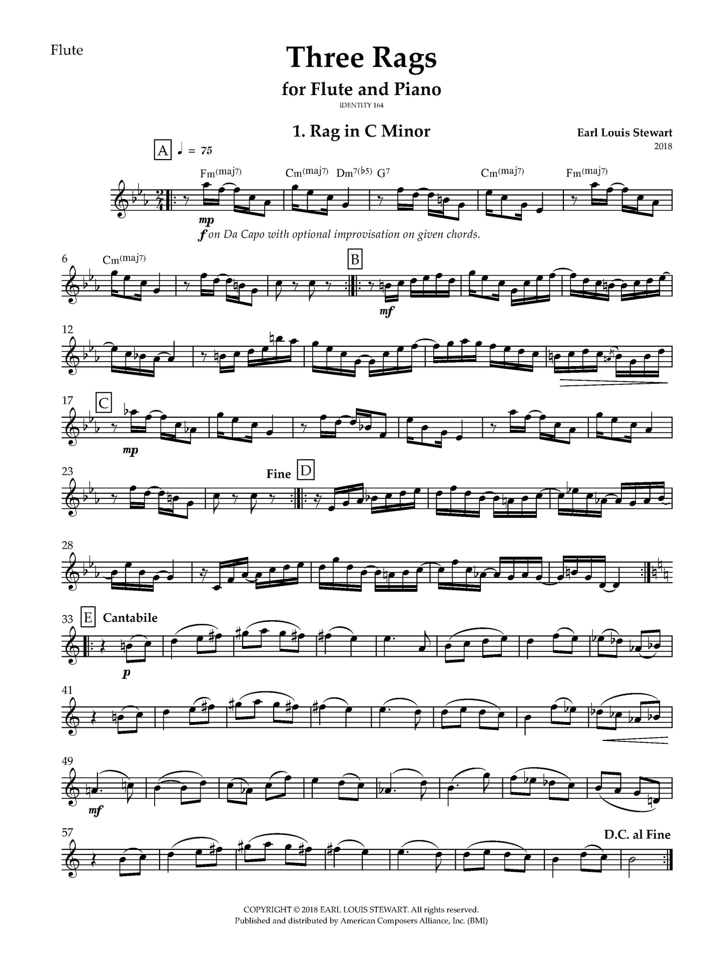 Three Rags for Flute and Piano