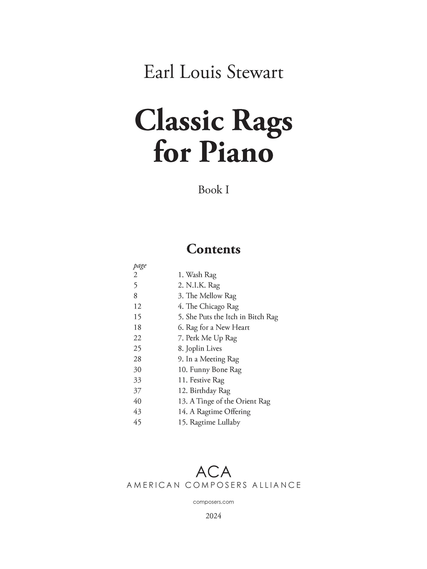 Classic Rags for Piano - Book 1