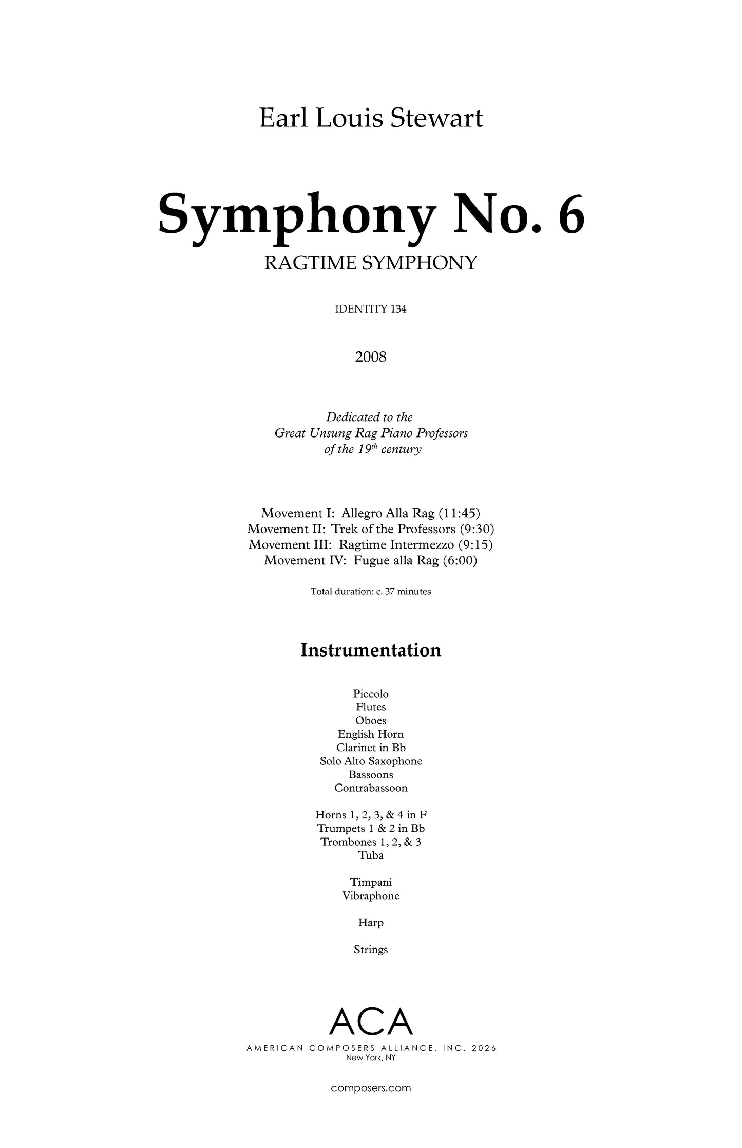 Symphony No. 6: "Ragtime Symphony"