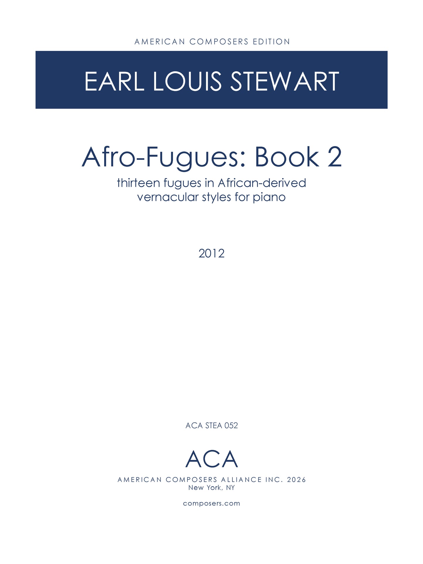 Afro-Fugues for Piano: Book 2