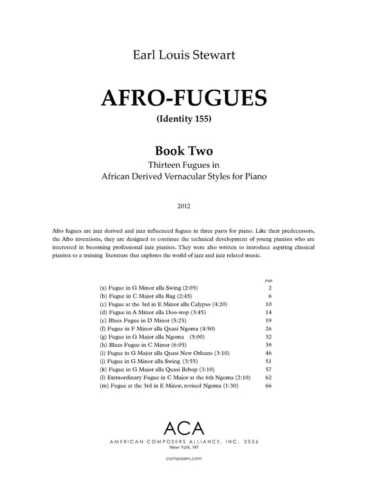Afro-Fugues for Piano: Book 2