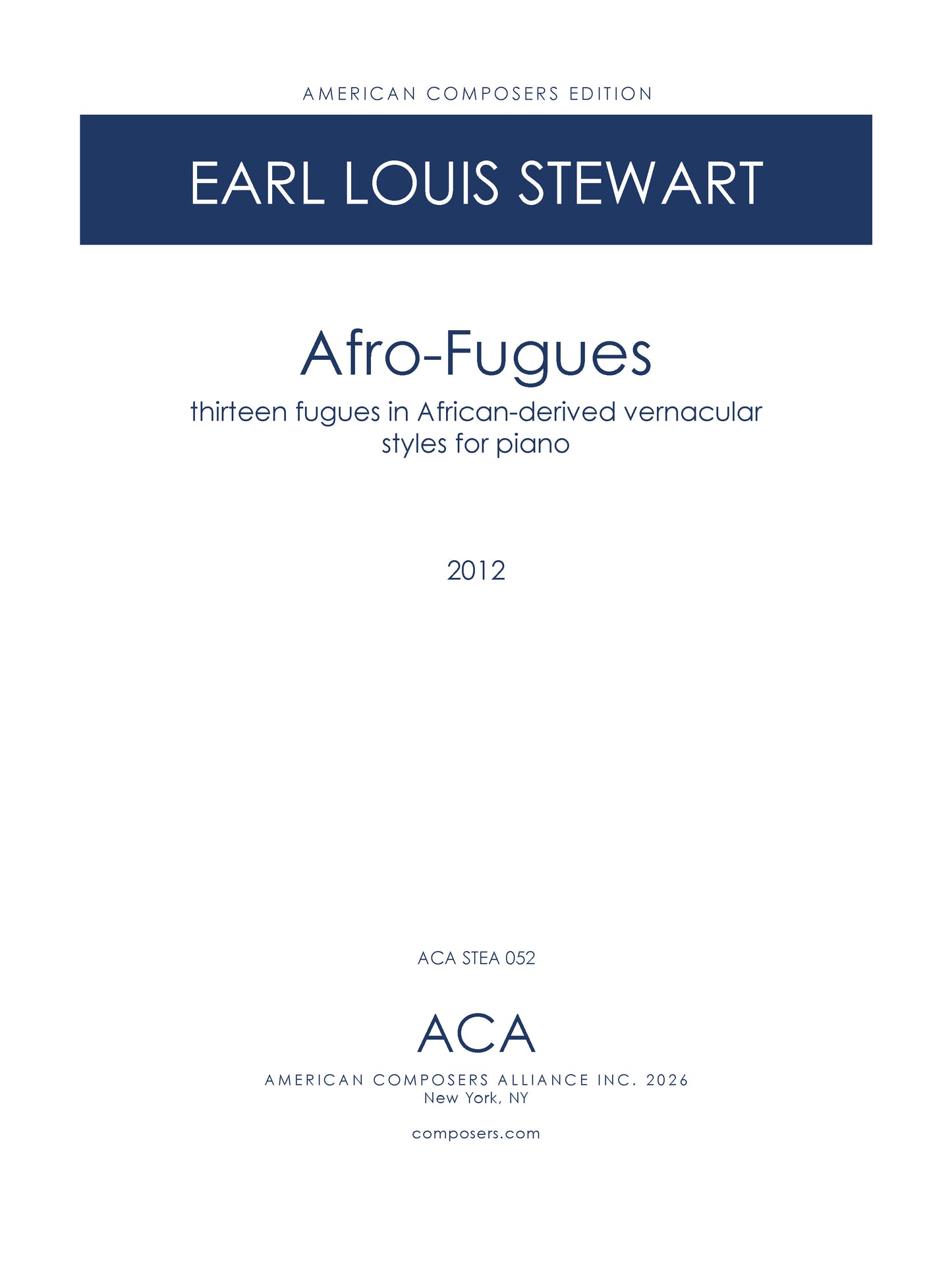 Afro-Fugues for Piano
