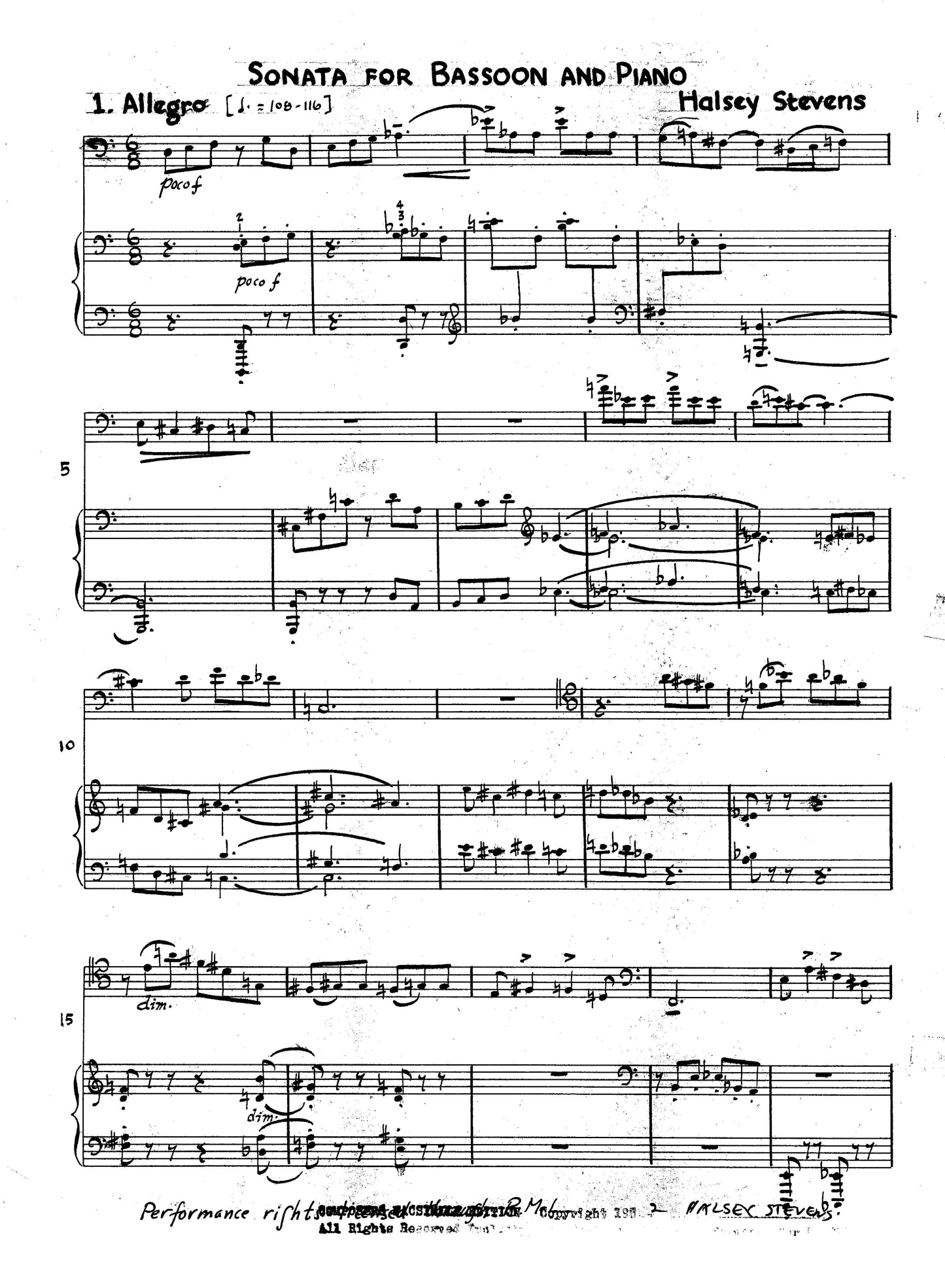 SONATA for Bassoon and Piano