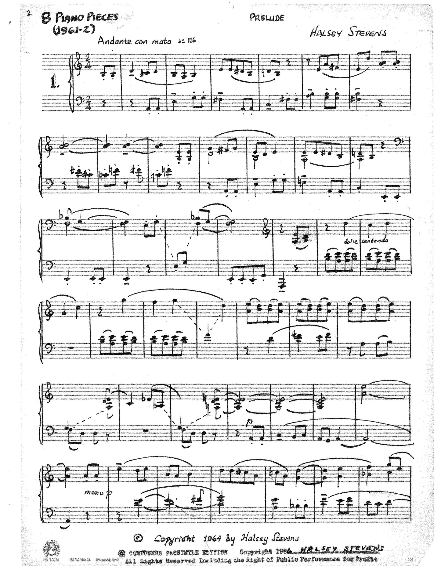 EIGHT PIANO PIECES