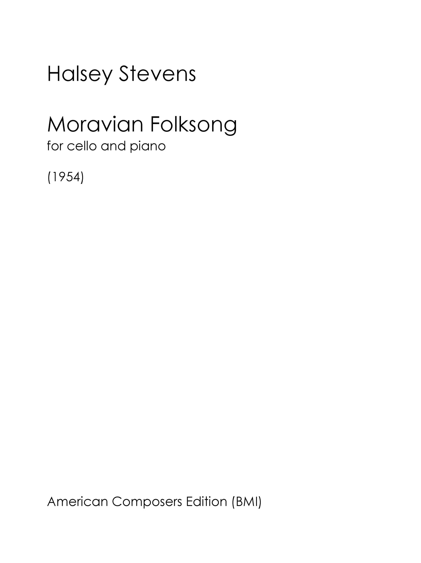 MORAVIAN FOLKSONG