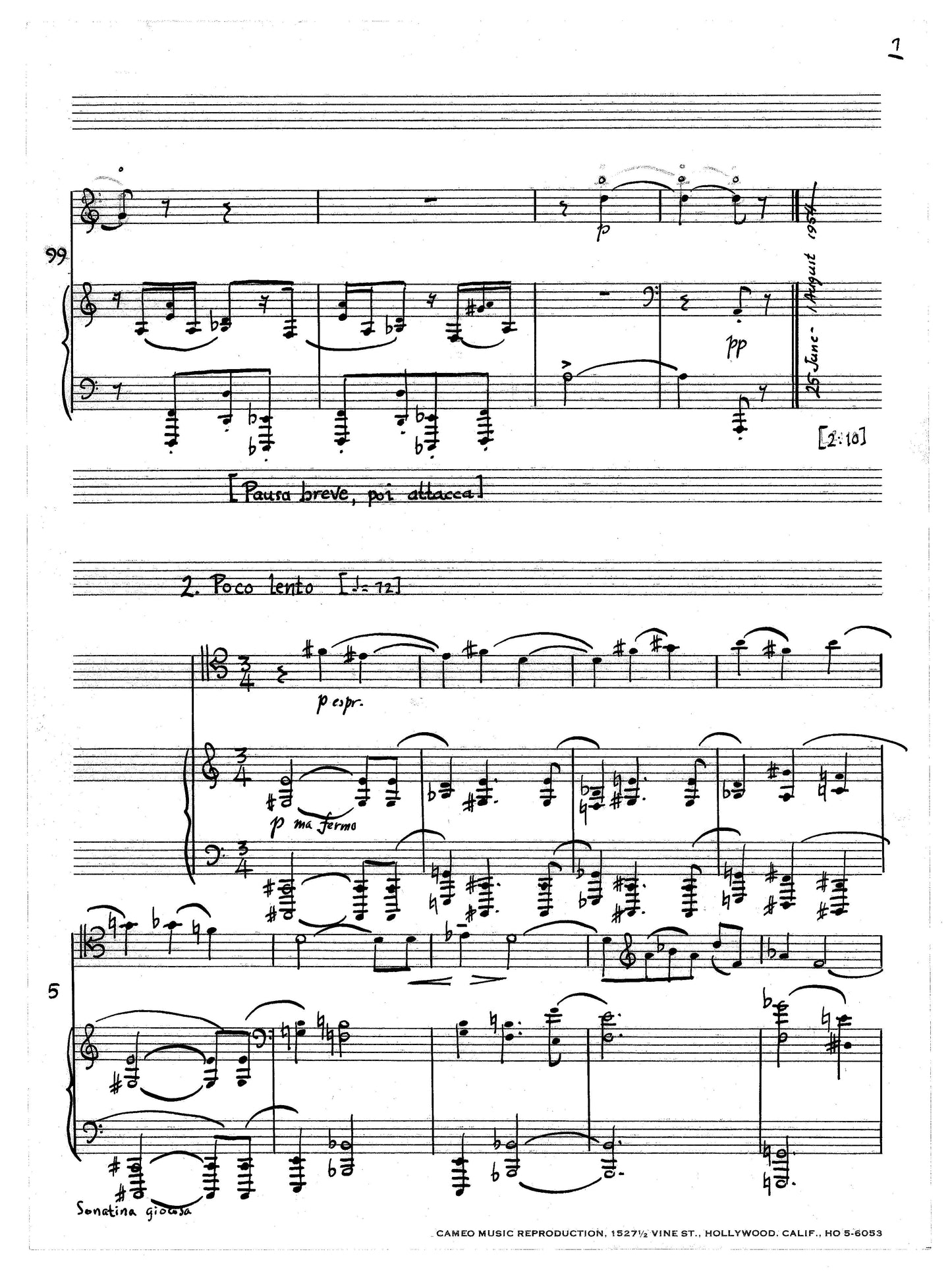 SONATINA GIOCOSA for doublebass (or cello) and piano