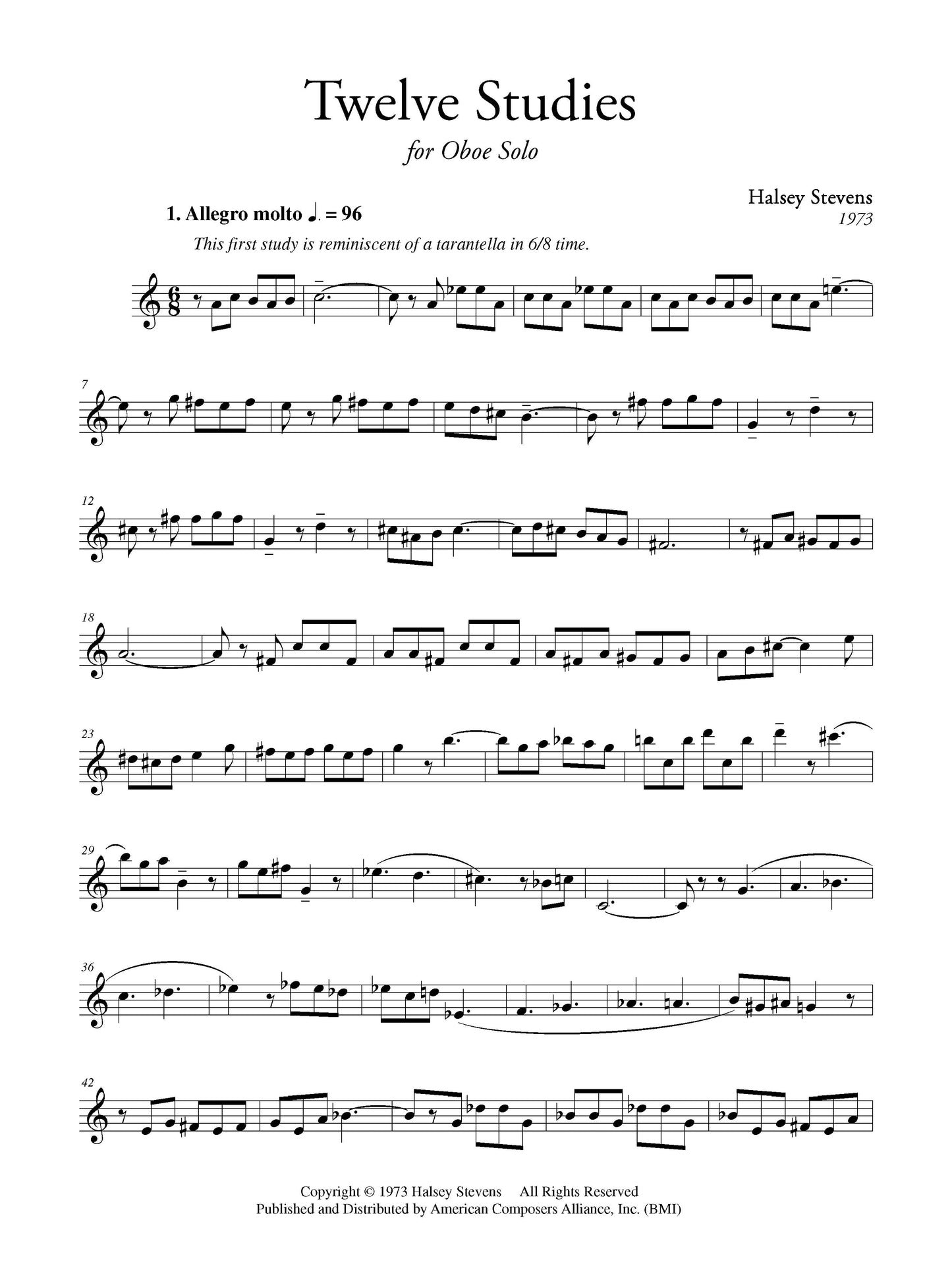 Twelve Studies for Oboe