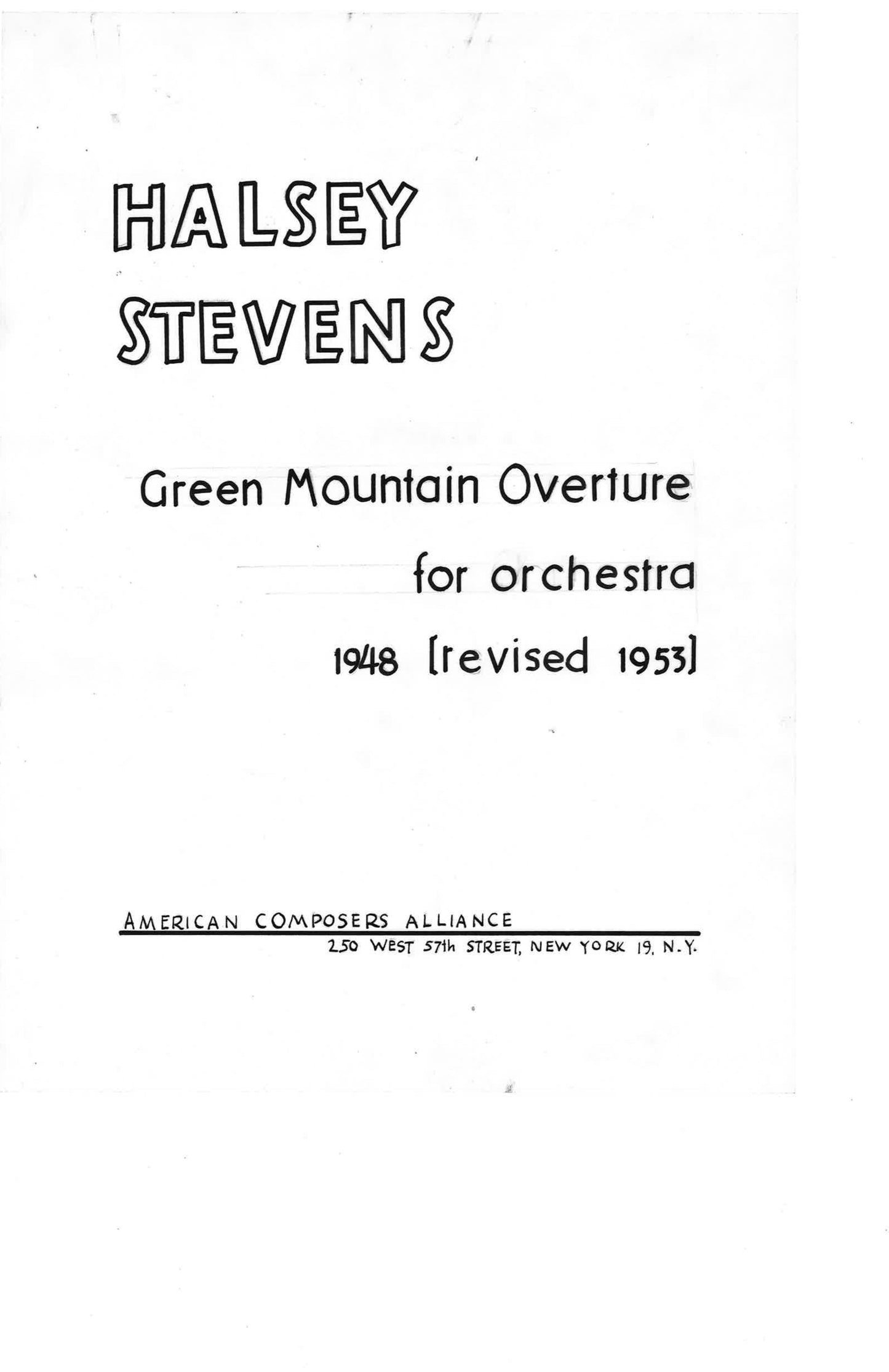 GREEN MOUNTAIN OVERTURE