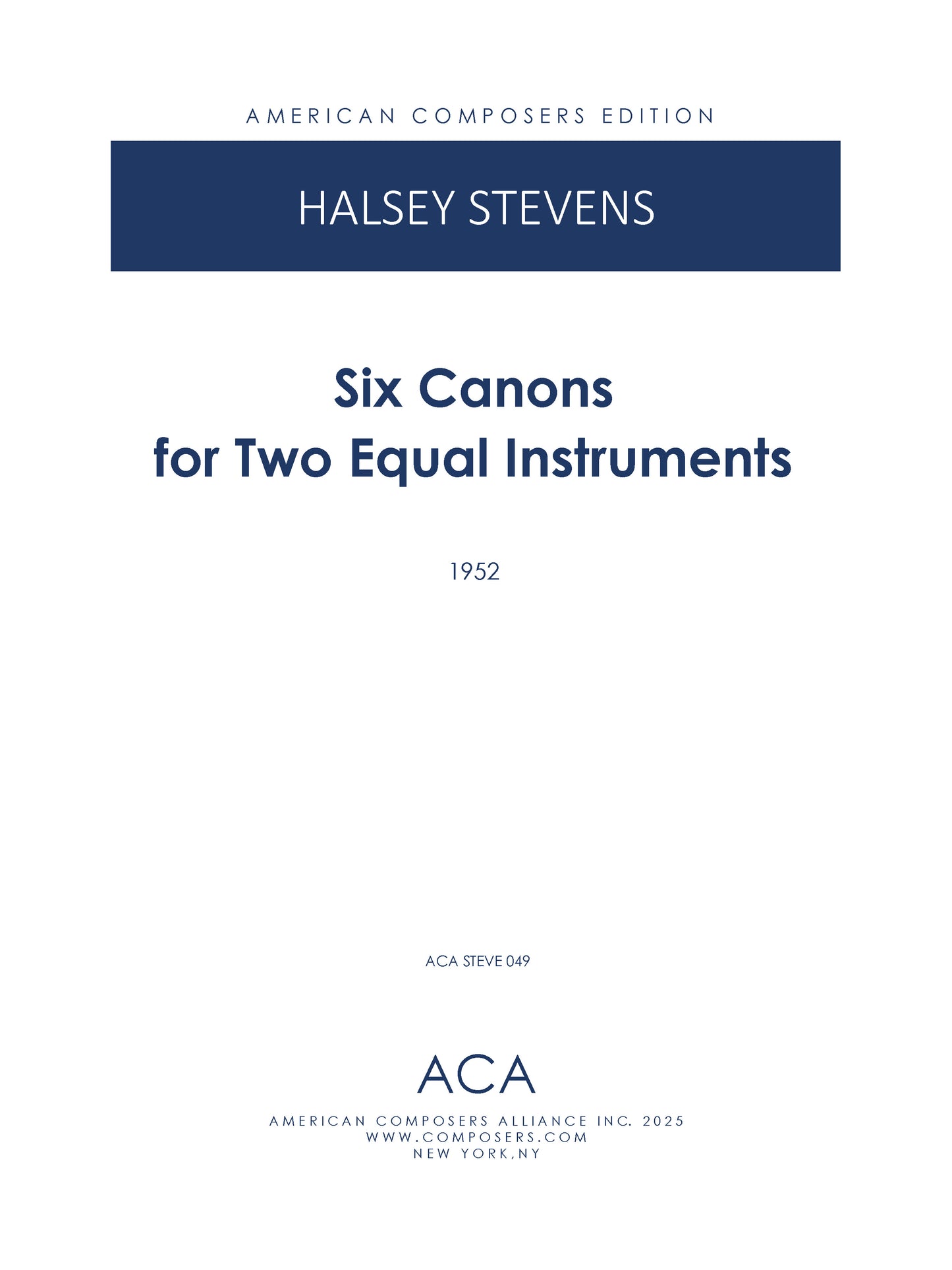 Six Canons for Two Equal Instruments