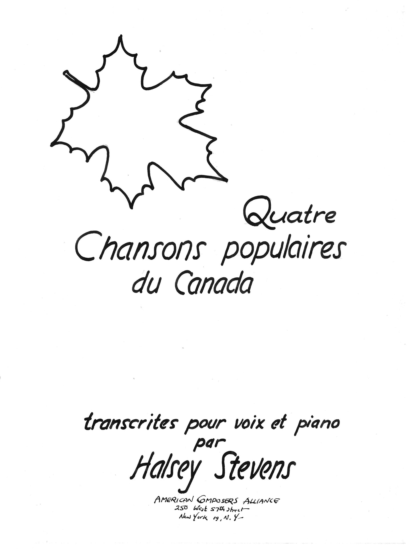 QUATRE CHANSONS POPULAIRES DU CANADE