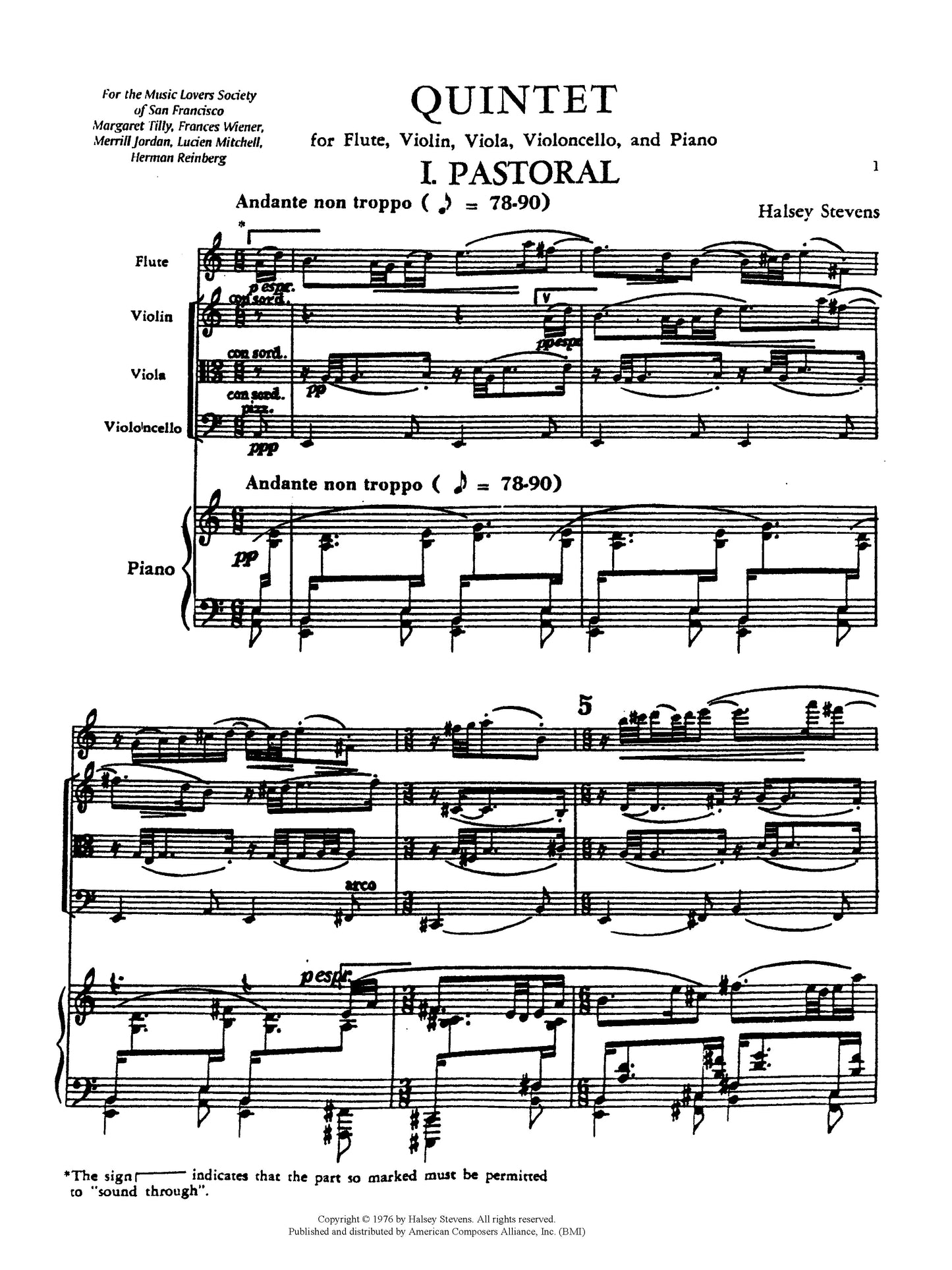 Quintet for flute, violin, viola, cello, and piano